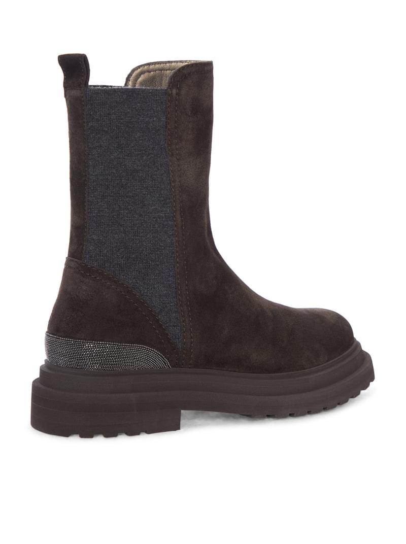 Brunello Cucinelli Women Suede Chelsea Boot With Luggage Sole BRUNELLO CUCINELLI