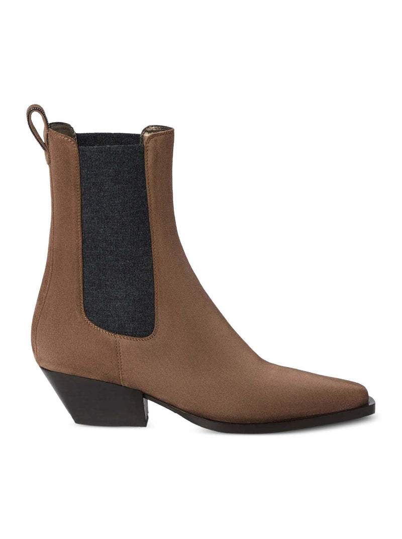 Brunello Cucinelli Women Chelsea Boot In Suede With Precious Loop Detail BRUNELLO CUCINELLI