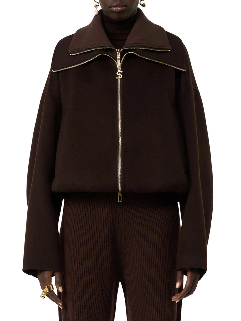 Sportmax Women Pure Wool Bomber Jacket With Removable Front Insert SPORTMAX