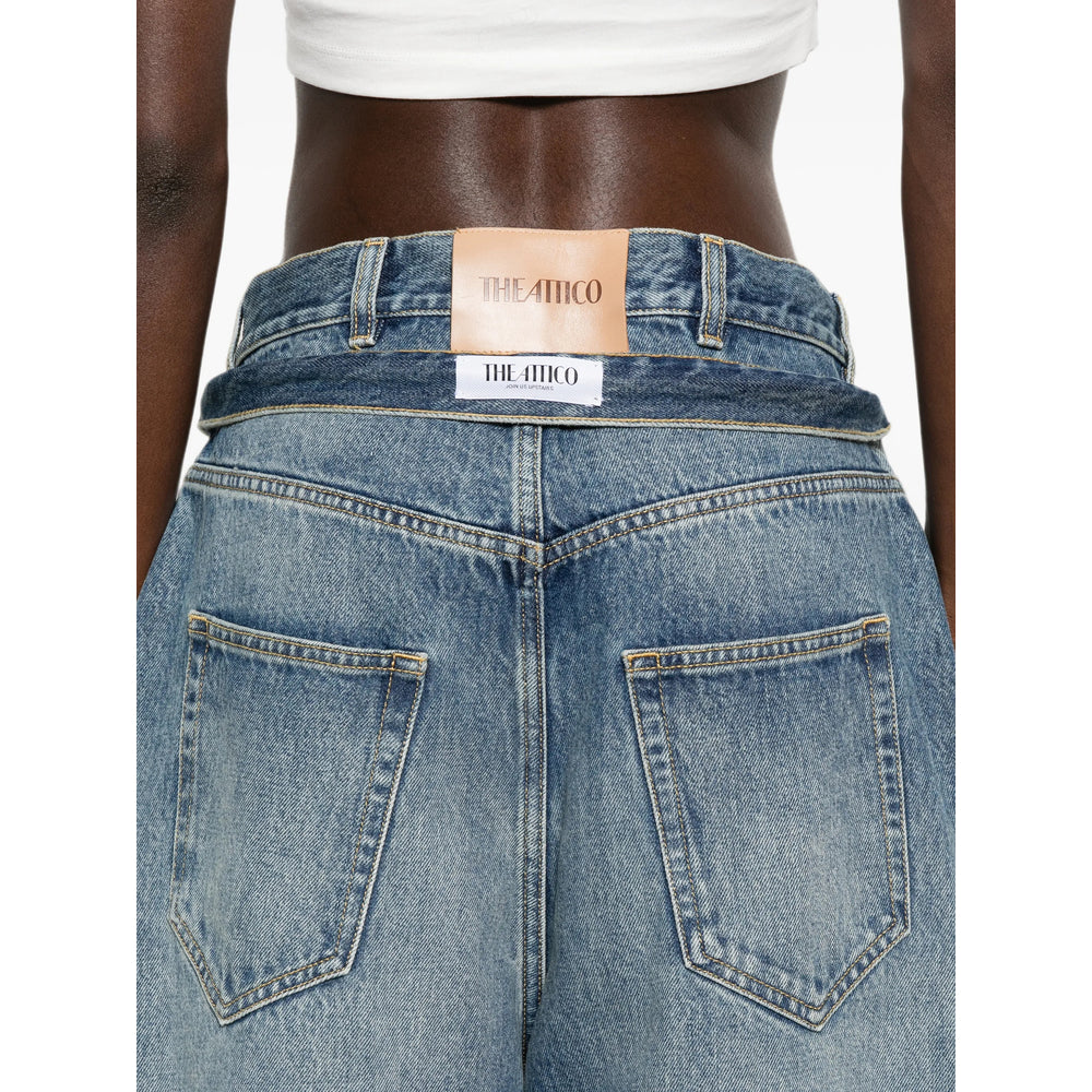The Attico Blue Denim - Wide-Leg Jeans Women THE ATTICO