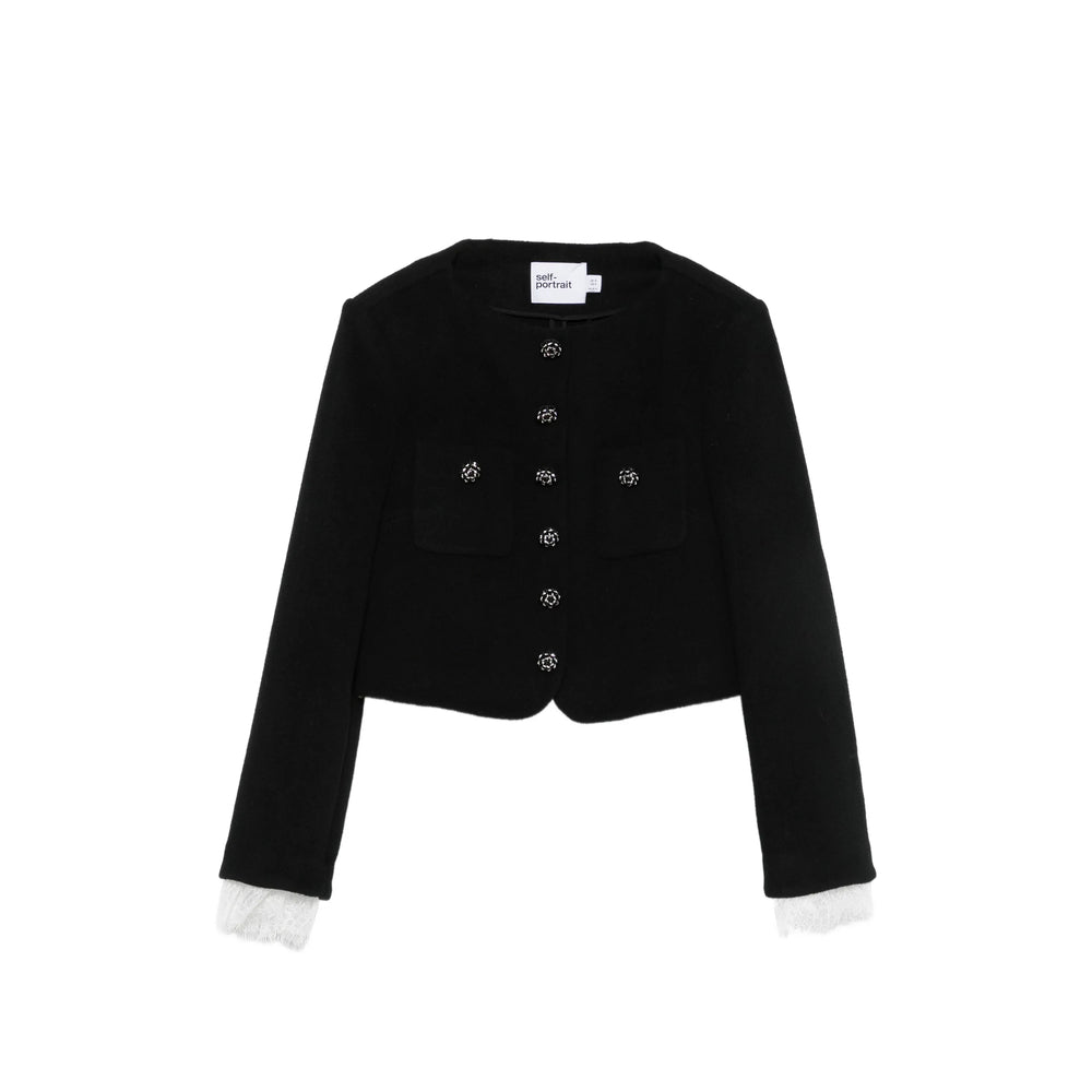 Self-Portrait Black Jackets - Cropped Jackets Women SELF-PORTRAIT
