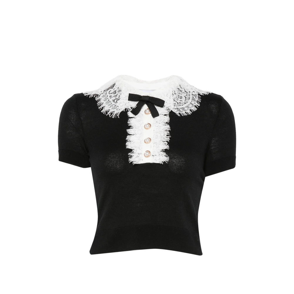 Self-Portrait Black Tops - Polo Tops Women SELF-PORTRAIT