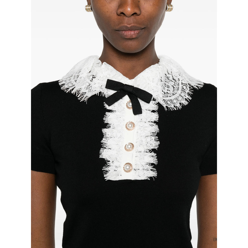 Self-Portrait Black Tops - Polo Tops Women SELF-PORTRAIT