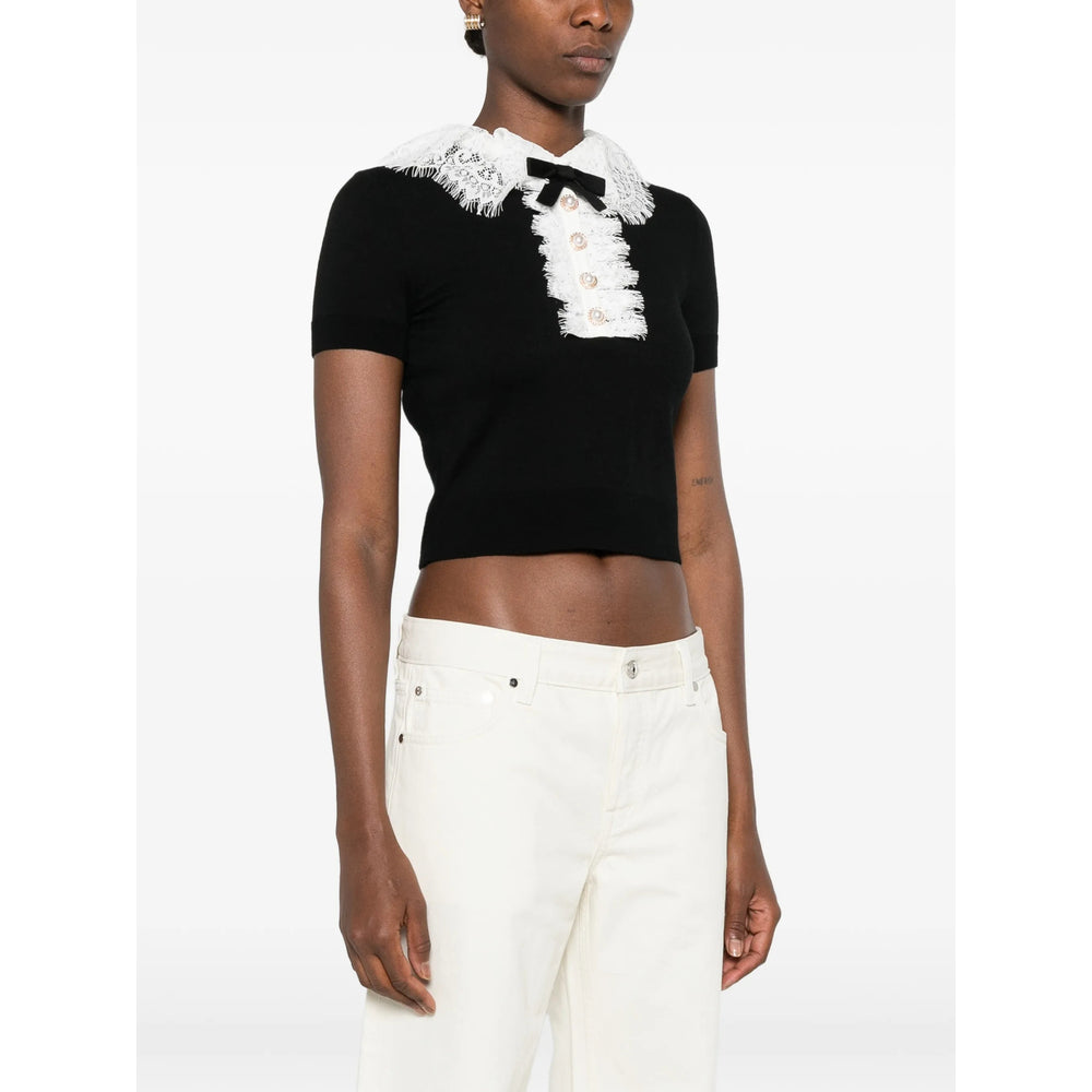 Self-Portrait Black Tops - Polo Tops Women SELF-PORTRAIT
