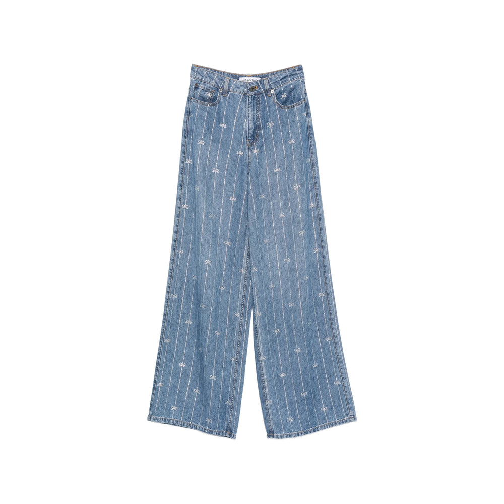 Self-Portrait Blue Denim - Wide-Leg Jeans Women SELF-PORTRAIT