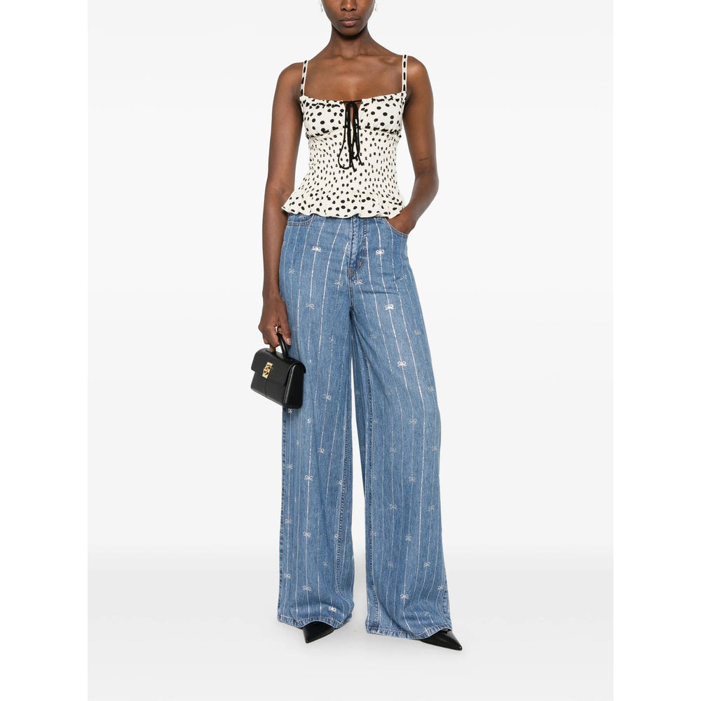 Self-Portrait Blue Denim - Wide-Leg Jeans Women SELF-PORTRAIT