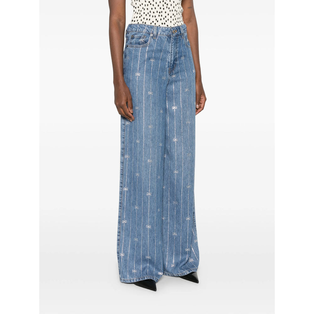 Self-Portrait Blue Denim - Wide-Leg Jeans Women SELF-PORTRAIT