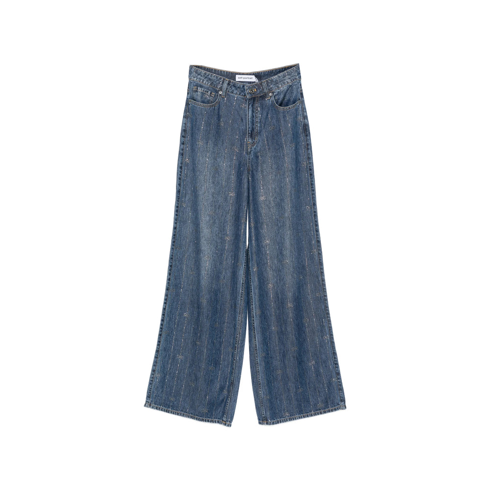 Self-Portrait Blue Denim - Wide-Leg Jeans Women SELF-PORTRAIT