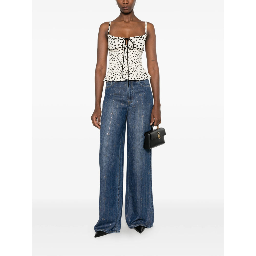 Self-Portrait Blue Denim - Wide-Leg Jeans Women SELF-PORTRAIT