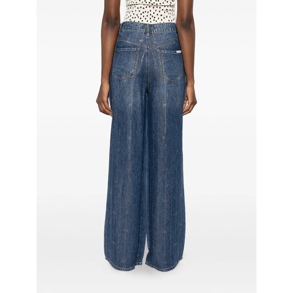 Self-Portrait Blue Denim - Wide-Leg Jeans Women SELF-PORTRAIT