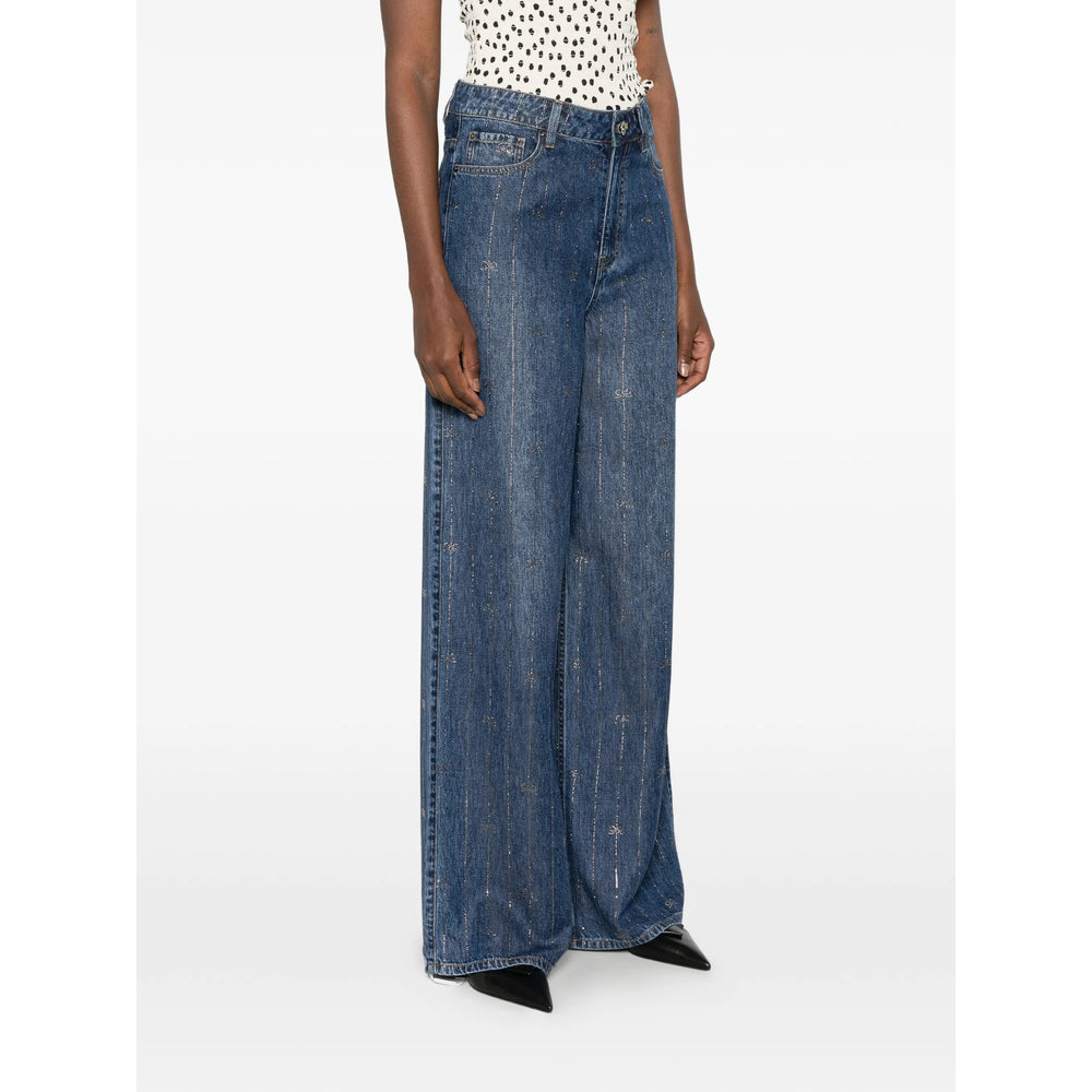 Self-Portrait Blue Denim - Wide-Leg Jeans Women SELF-PORTRAIT