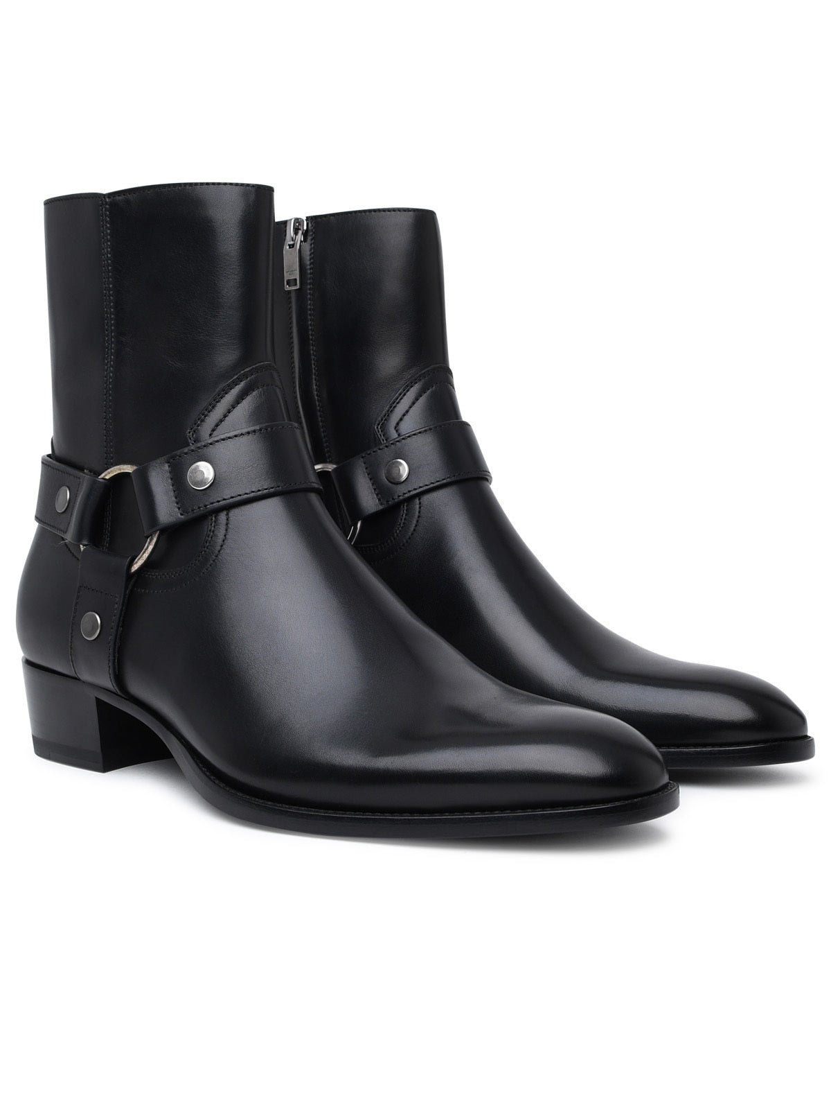 Saint Laurent Man Black Leather Wyatt Boots