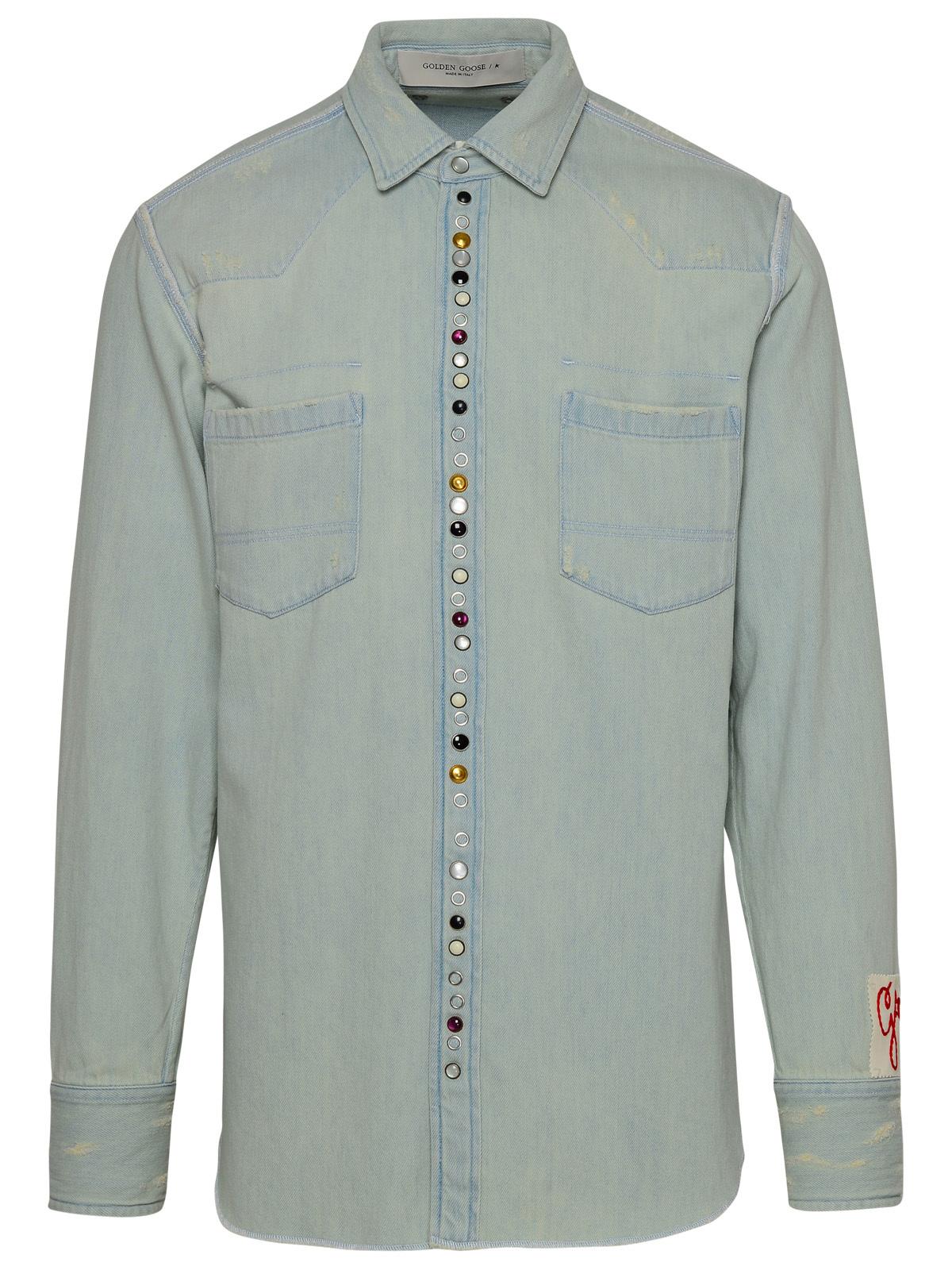 Golden Goose Light Blue Denim Shirt Men GOLDEN GOOSE