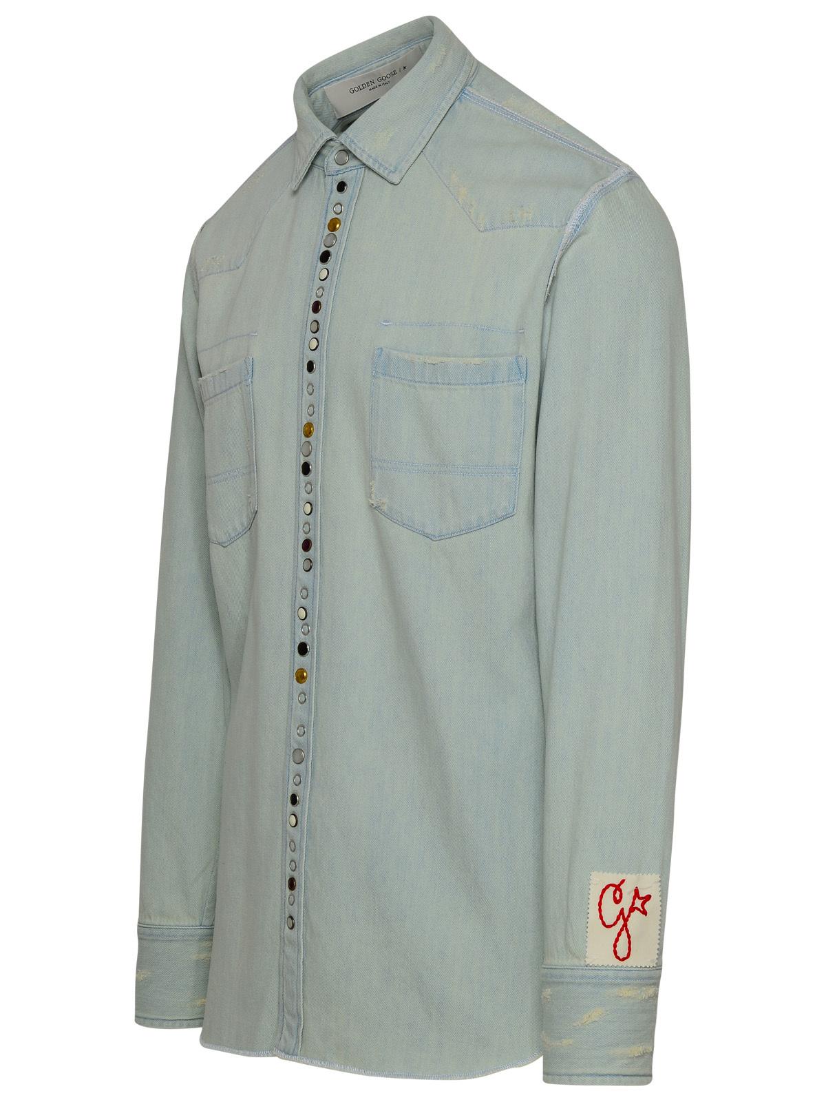 Golden Goose Light Blue Denim Shirt Men GOLDEN GOOSE