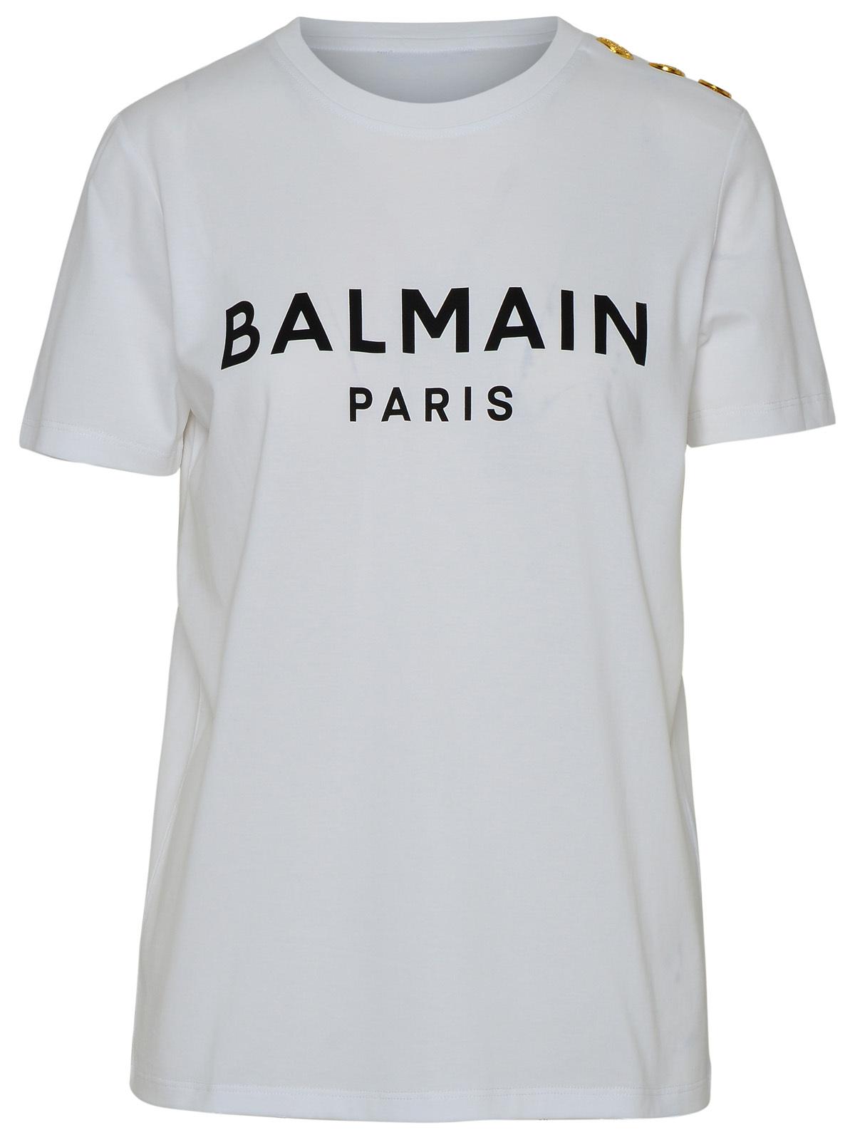 Balmain White Cotton T-Shirt Women BALMAIN