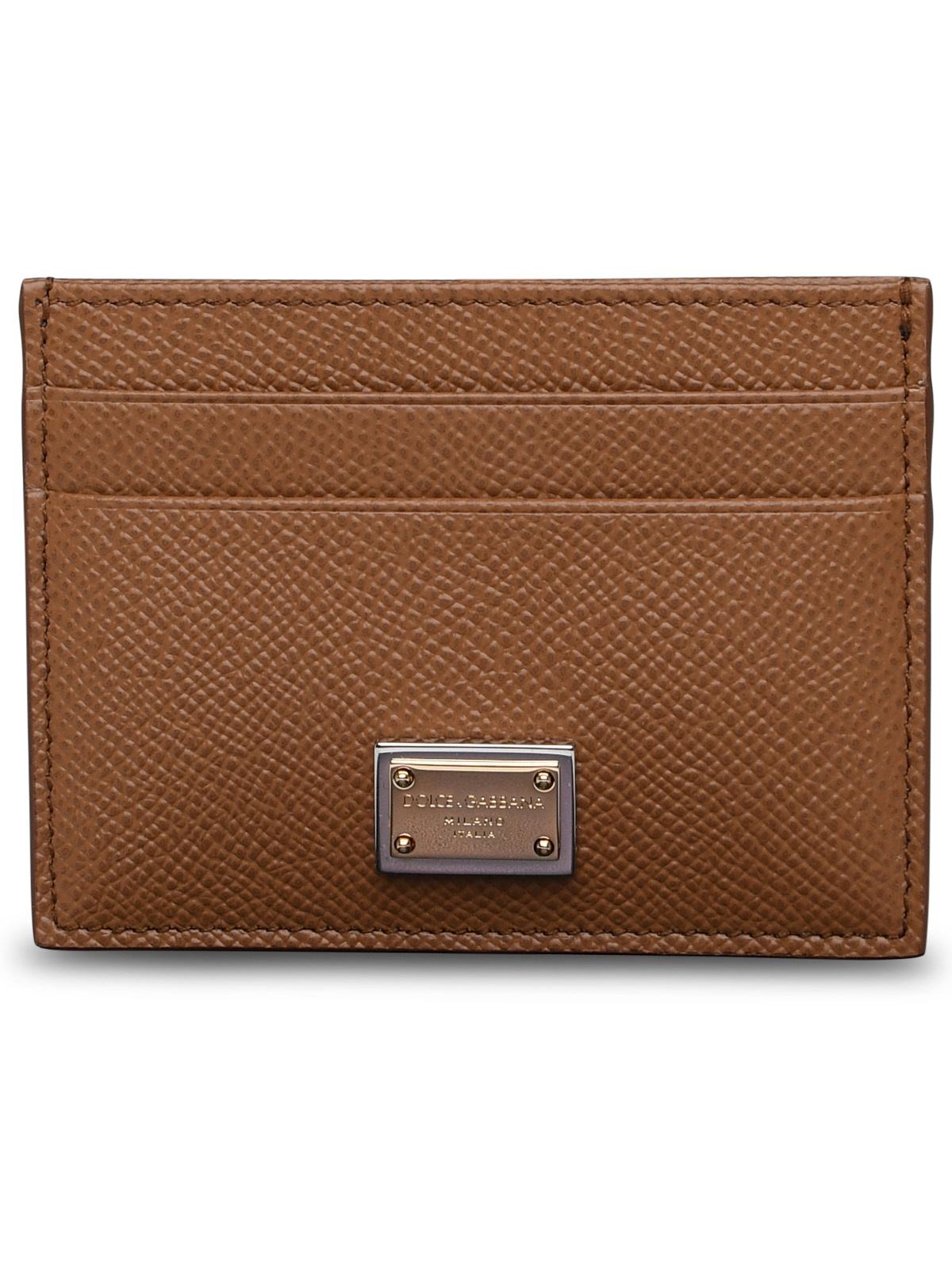 Dolce & Gabbana Brown Calf Leather Card Holder Women DOLCE & GABBANA