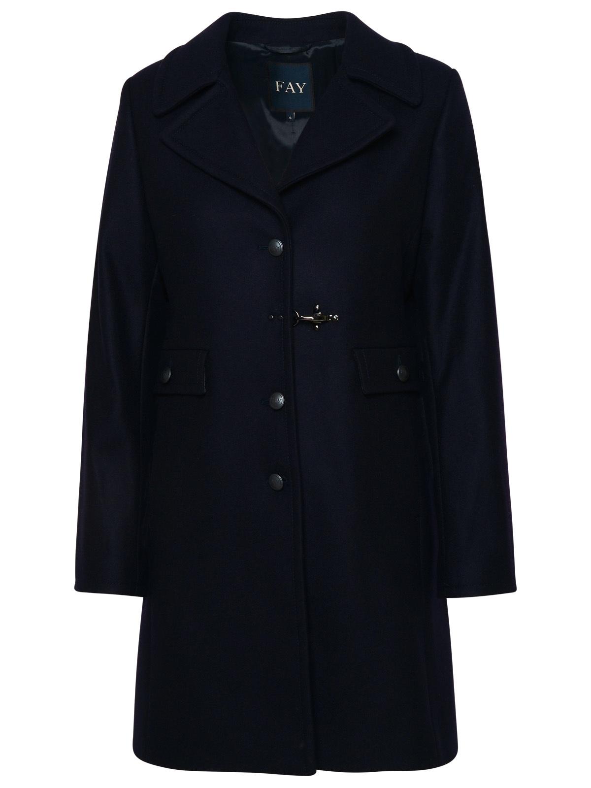 Fay Navy Virgin Wool Blend Coat Women FAY