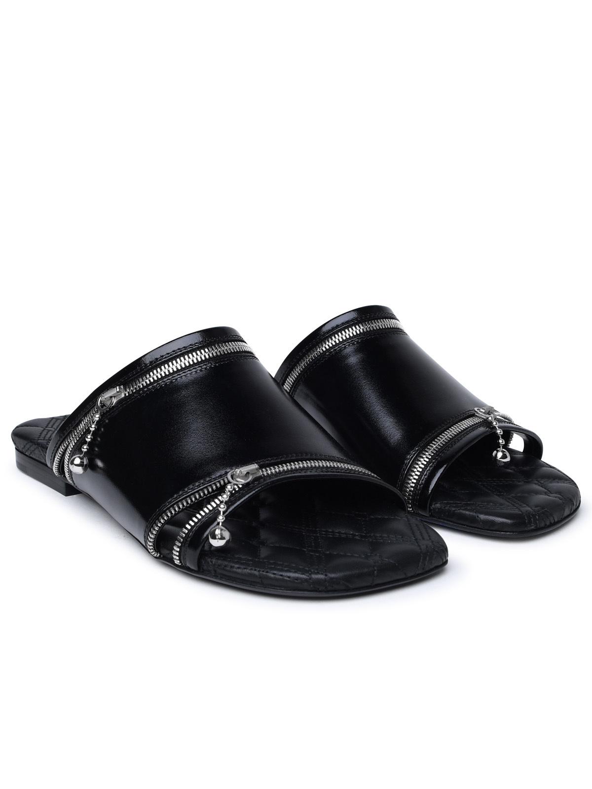 Burberry Black Leather Slippers Women BURBERRY