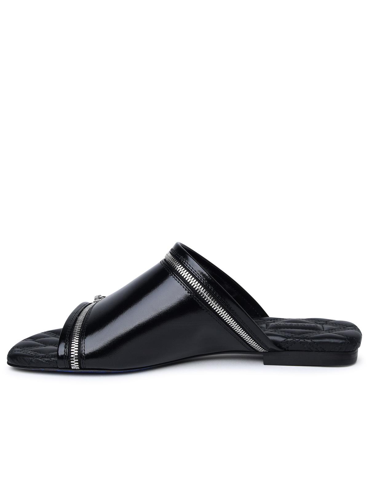 Burberry Black Leather Slippers Women BURBERRY