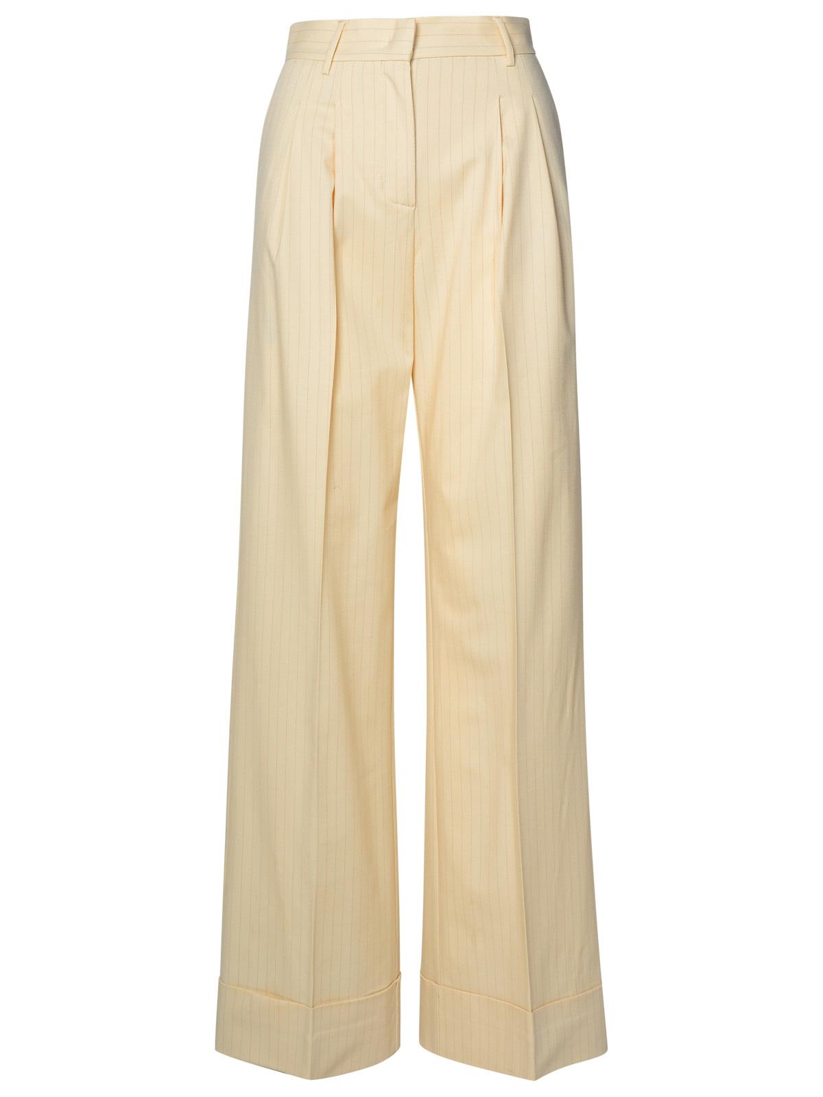 The Andamane 'Nathalie' Ivory Wool Blend Trousers Women THE ANDAMANE