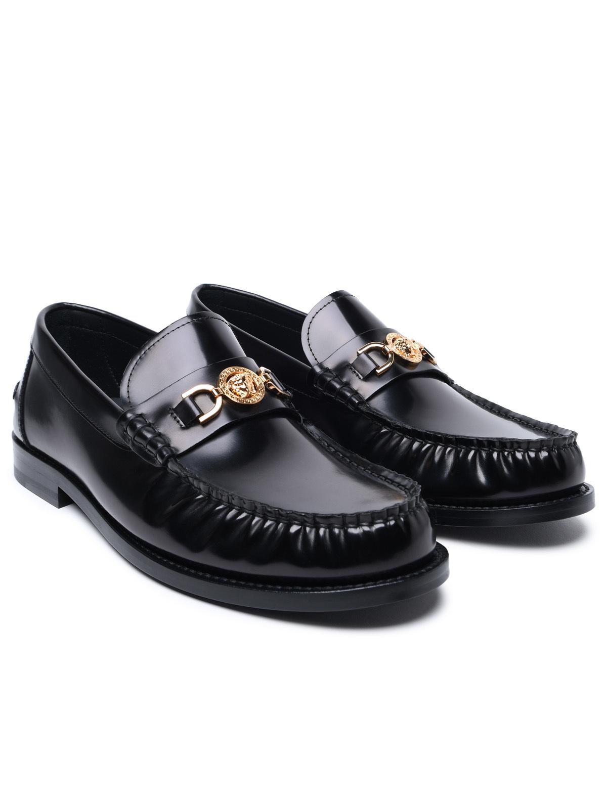 Versace Black Leather Loafers Men VERSACE