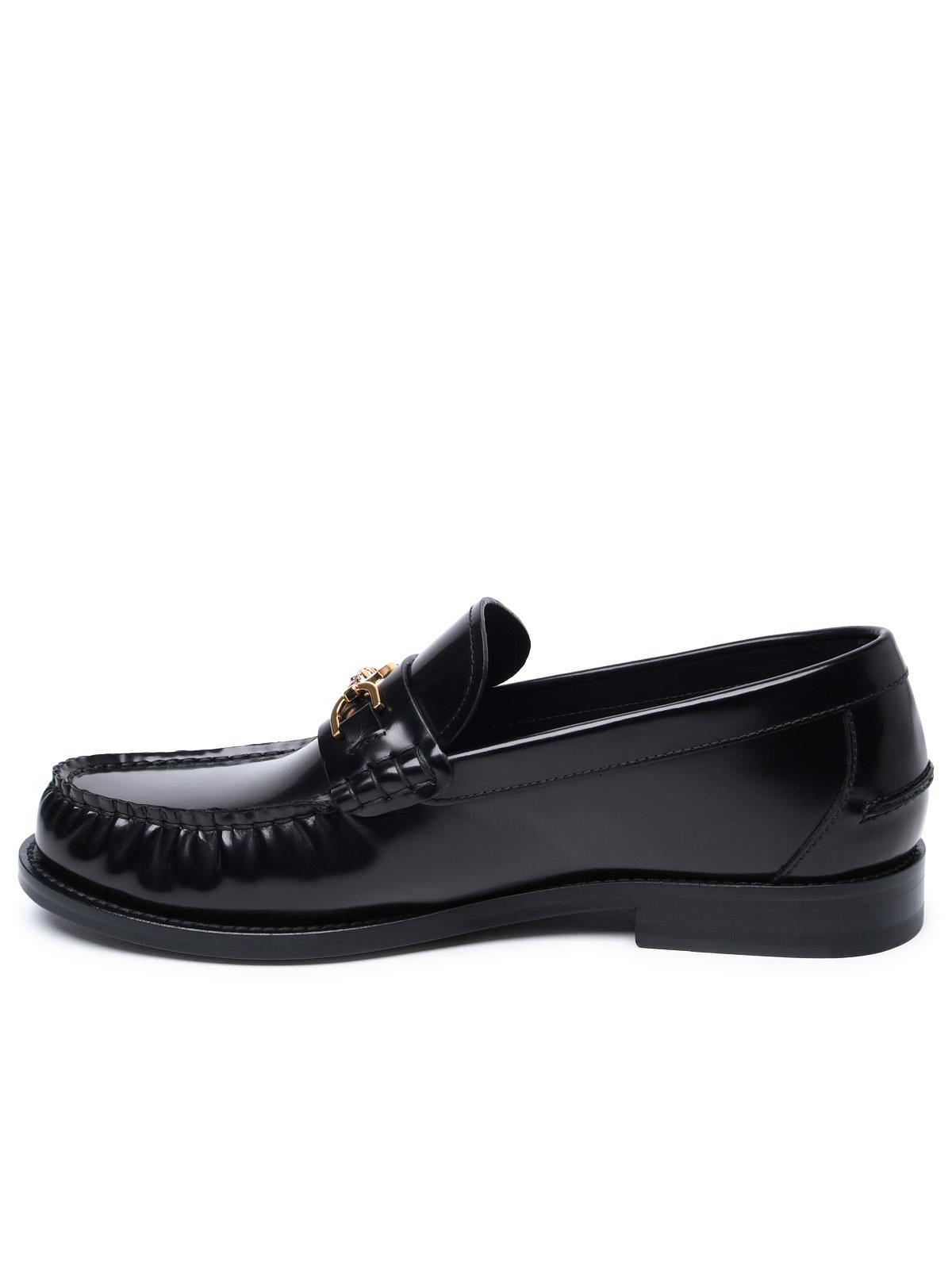Versace Black Leather Loafers Men VERSACE