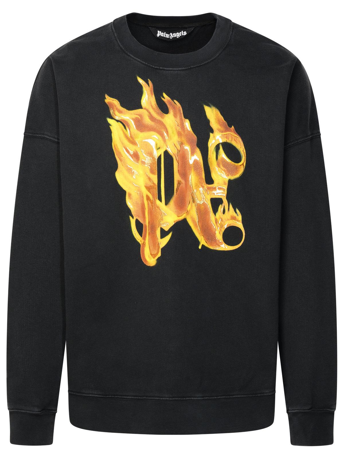 Palm Angels 'Burning' Black Cotton Sweatshirt Men PALM ANGELS