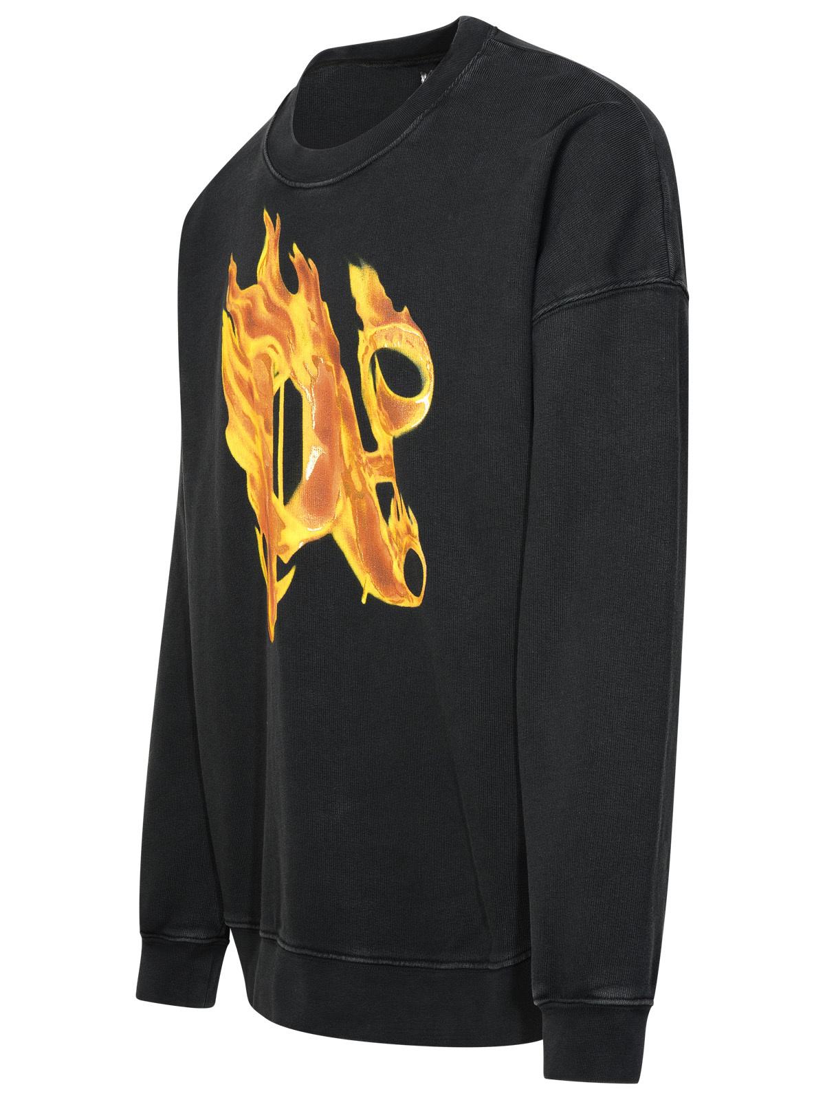 Palm Angels 'Burning' Black Cotton Sweatshirt Men PALM ANGELS