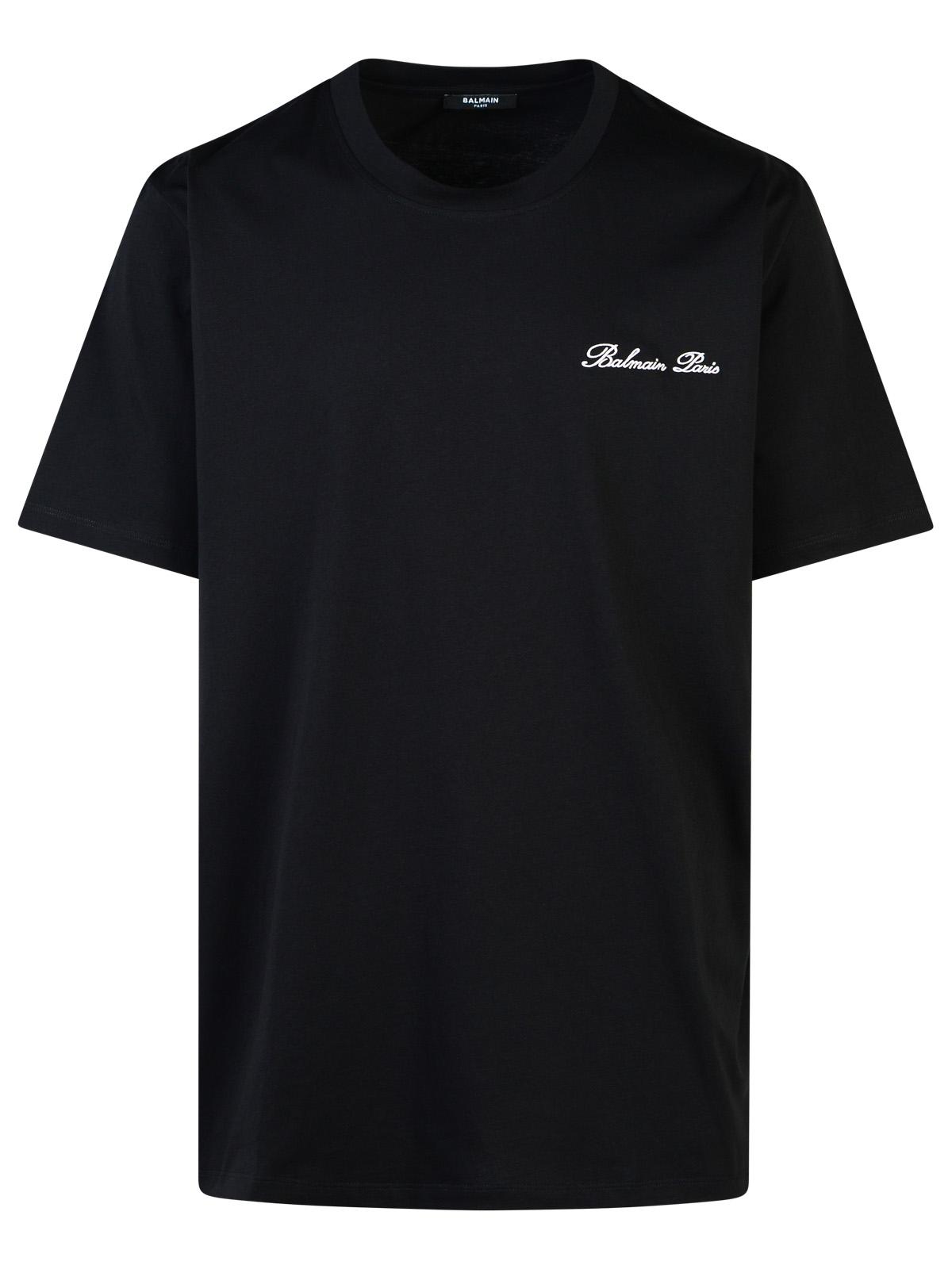 Balmain 'Signature' Black Cotton T-Shirt Men BALMAIN