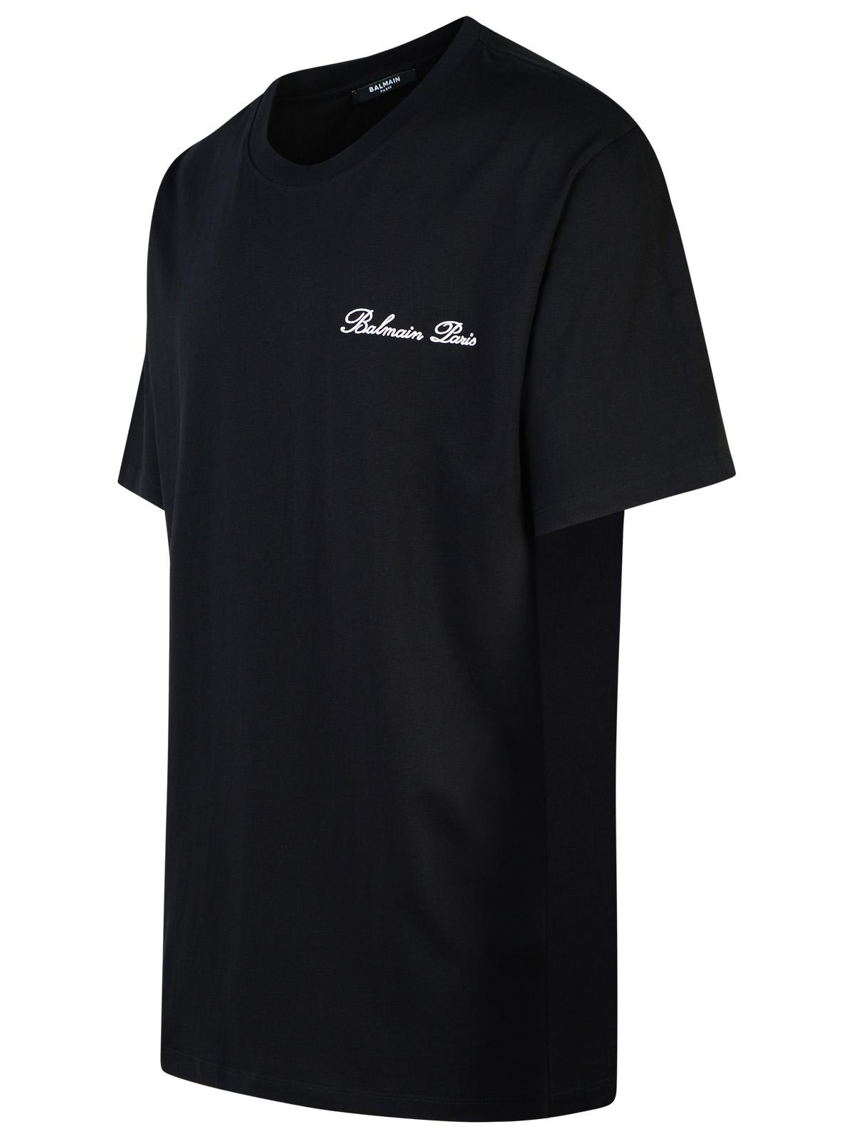 Balmain 'Signature' Black Cotton T-Shirt Men BALMAIN