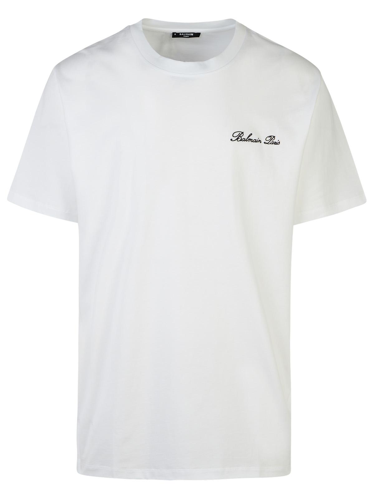 Balmain 'Signature' White Cotton T-Shirt Men BALMAIN