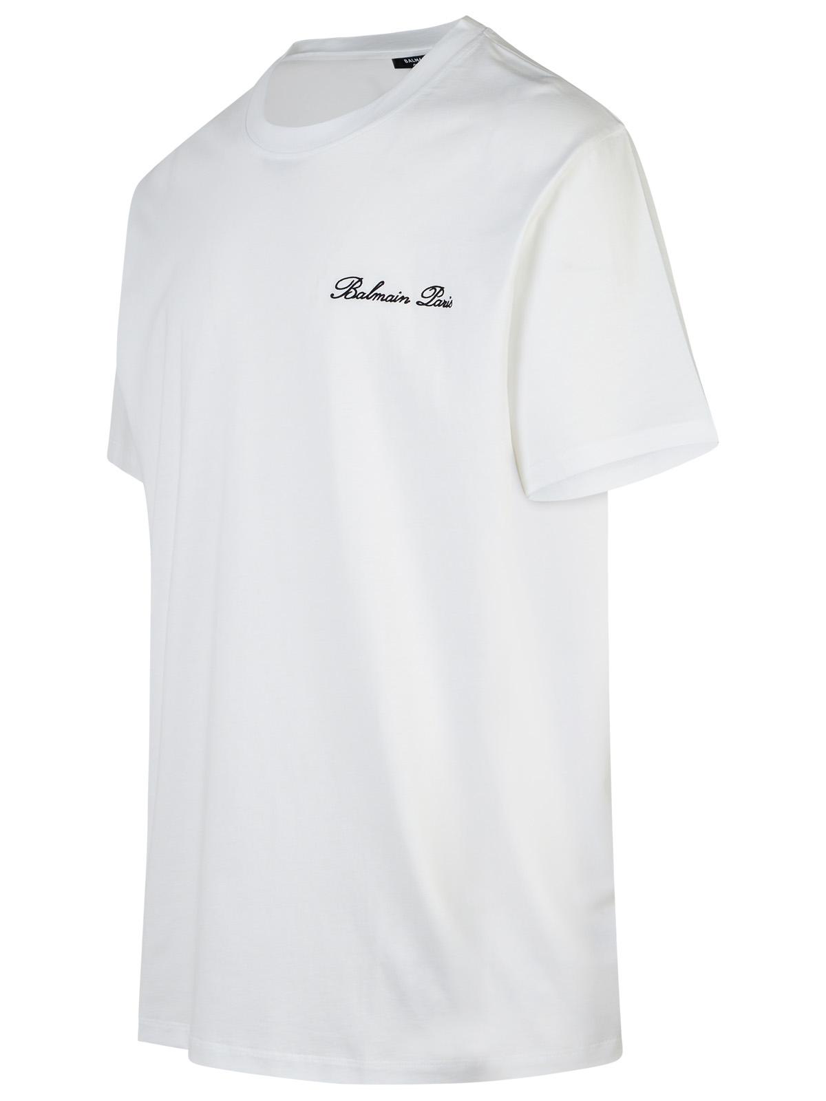 Balmain 'Signature' White Cotton T-Shirt Men BALMAIN