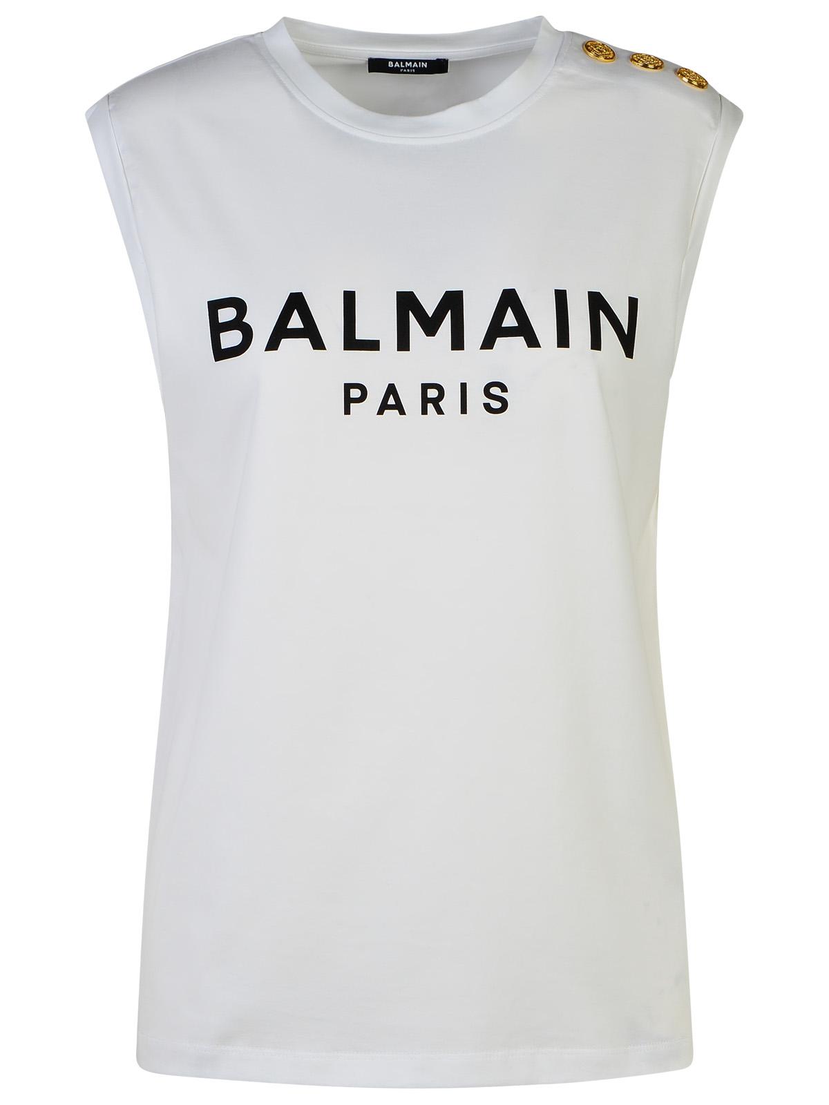 Balmain White Cotton Tank Top Women BALMAIN