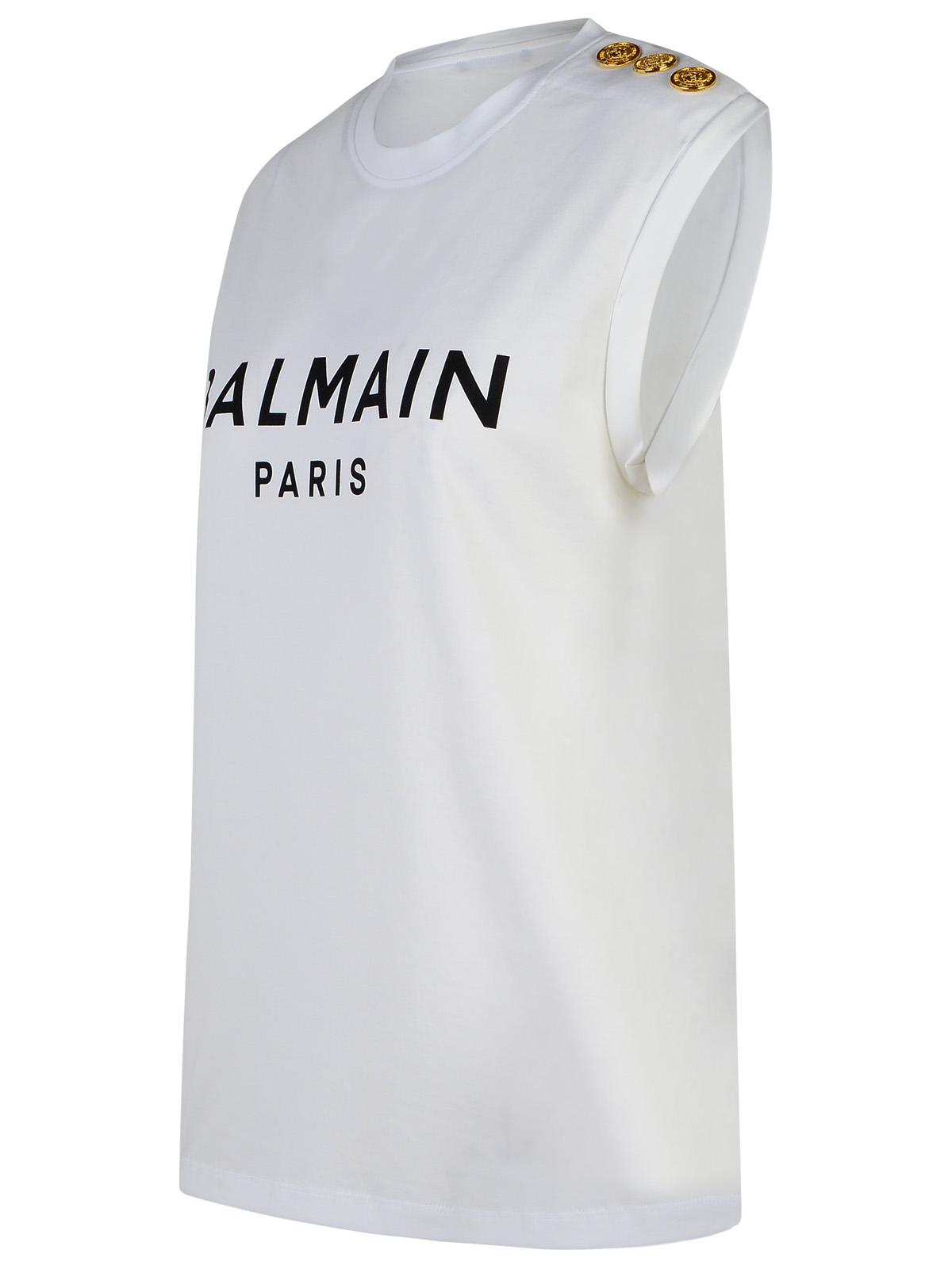 Balmain White Cotton Tank Top Women BALMAIN