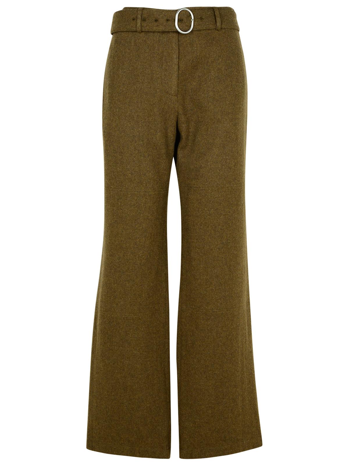 Jil Sander Green Wool Flannel Pants Women JIL SANDER