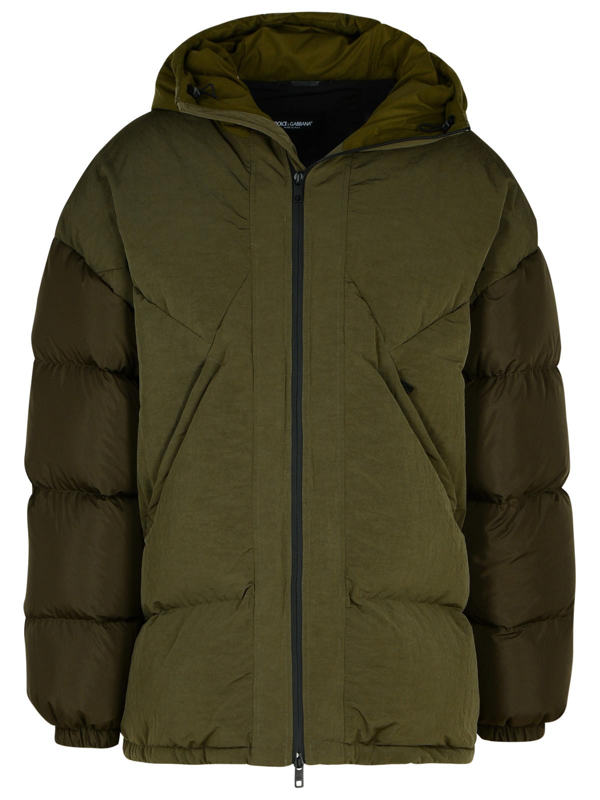 Dolce & Gabbana Green Cotton Blend Down Jacket Men DOLCE & GABBANA
