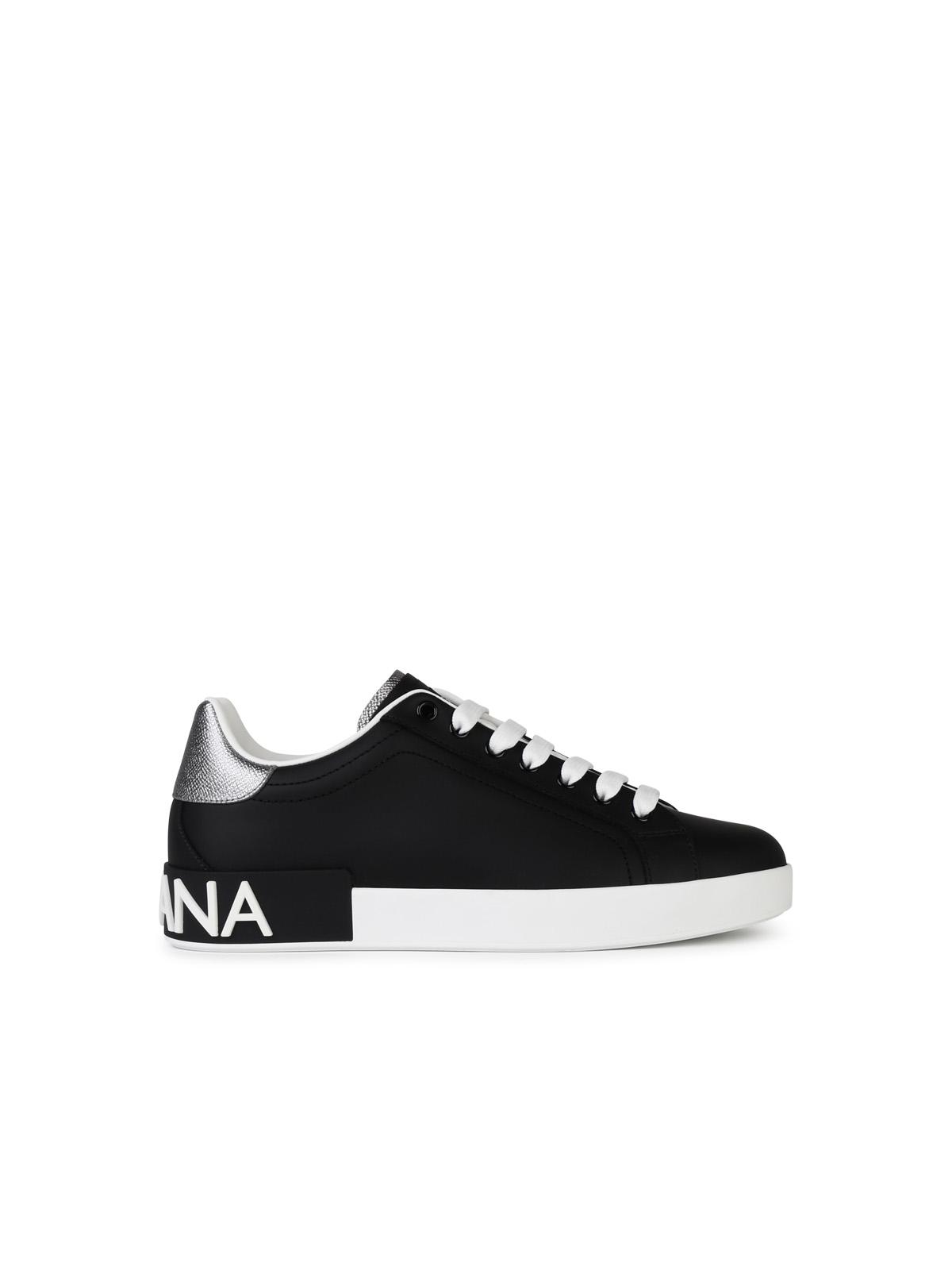Dolce & Gabbana 'Portofino' Black Leather Sneakers Men DOLCE & GABBANA