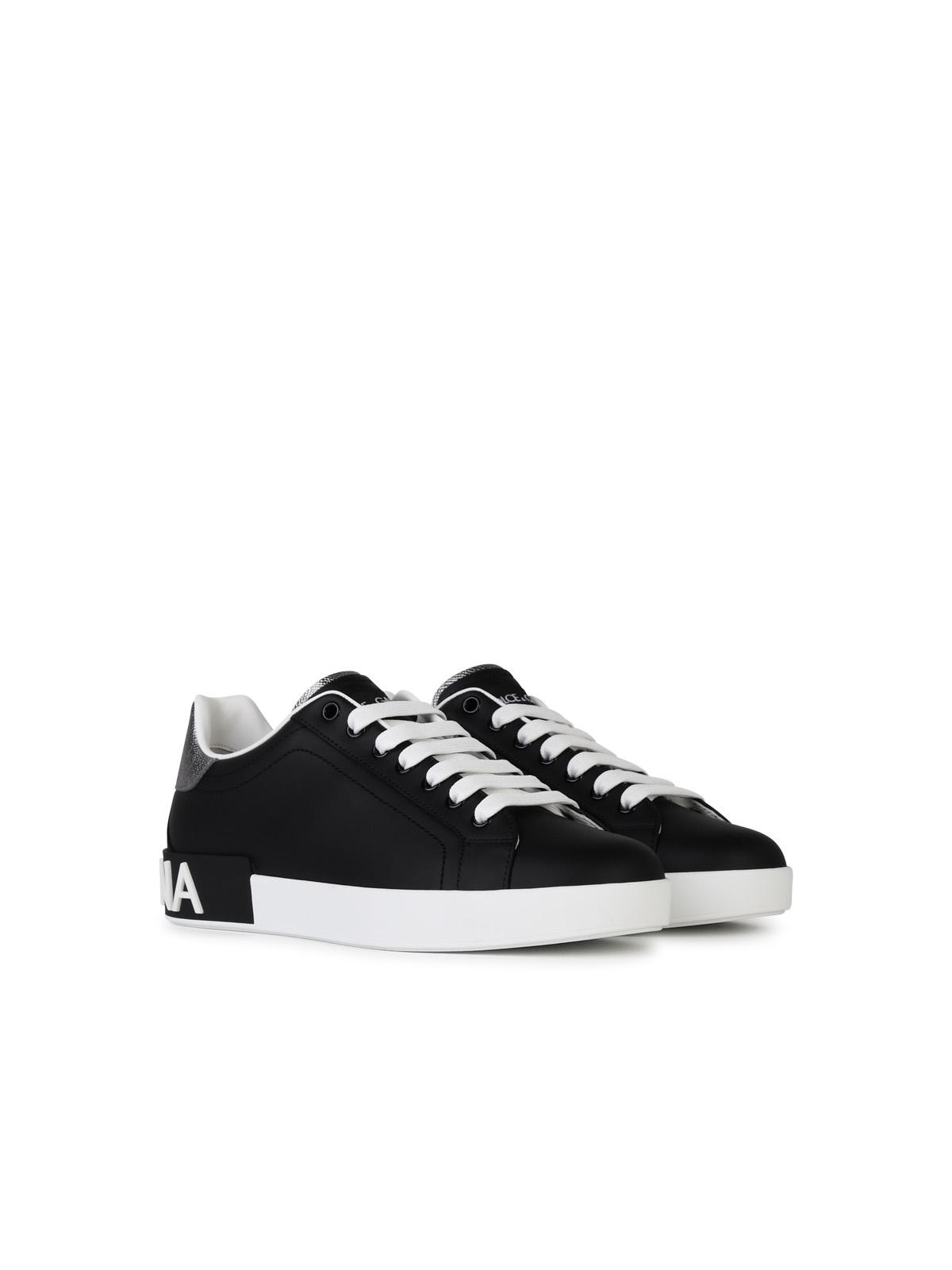 Dolce & Gabbana 'Portofino' Black Leather Sneakers Men DOLCE & GABBANA