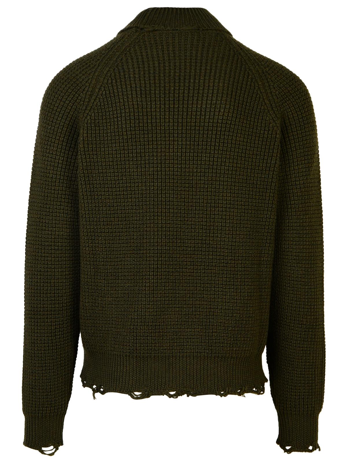 Dsquared2 Dark Green Wool Turtleneck Sweater Men DSQUARED2