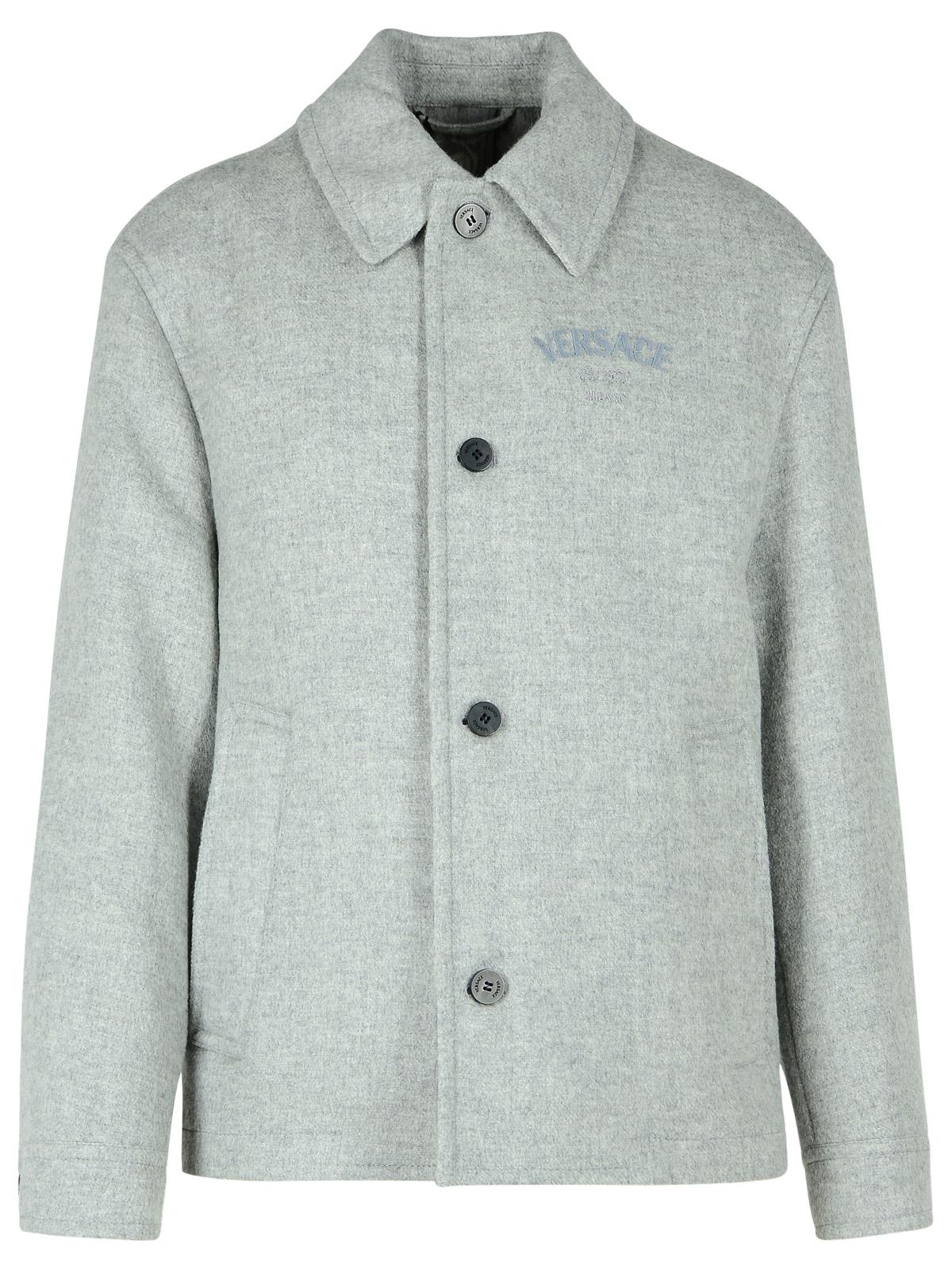 Versace Grey Wool Jacket Men VERSACE