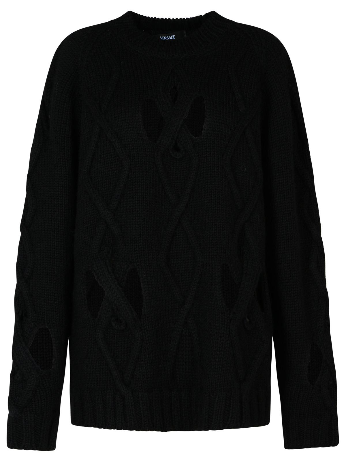 Versace Black Wool Blend Sweater Men VERSACE