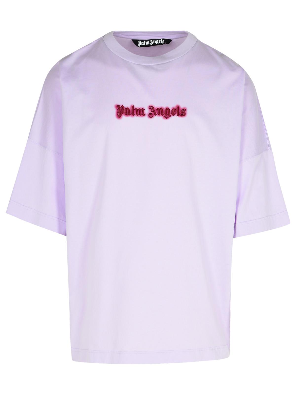 Palm Angels 'Neon' Lilac Cotton T-Shirt Men PALM ANGELS