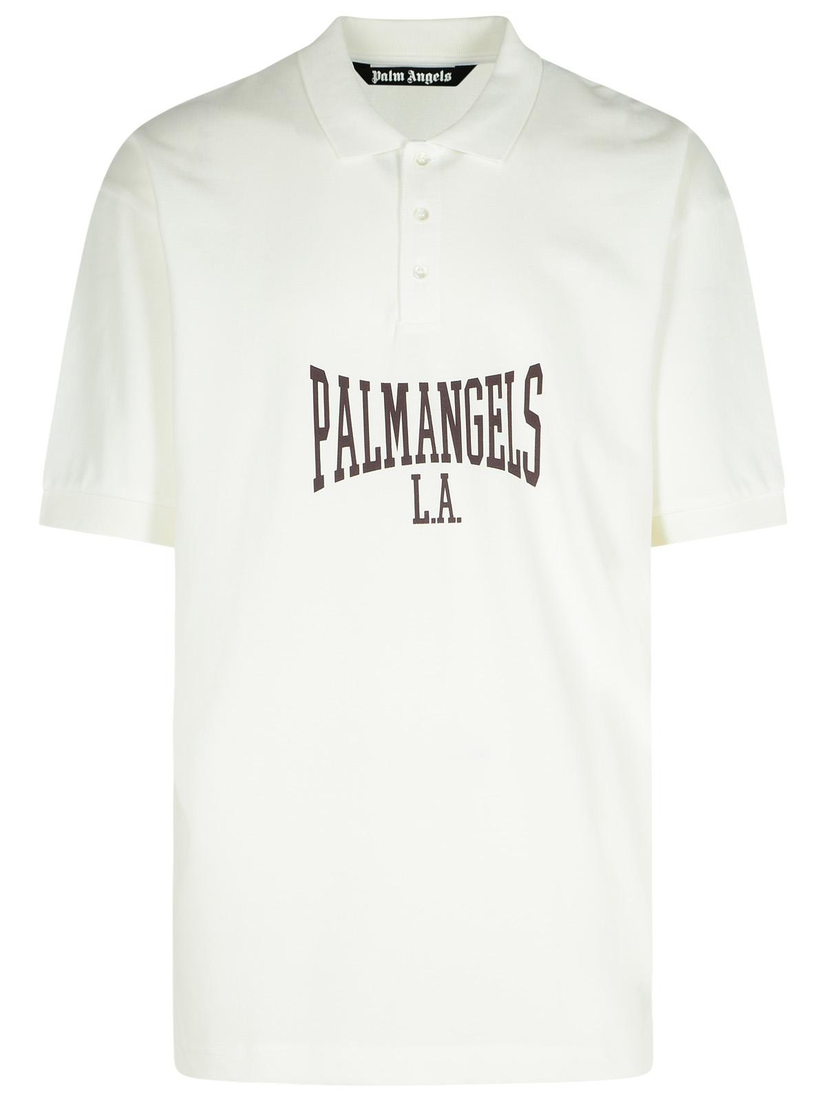 Palm Angels 'College' White Cotton Polo Shirt Men PALM ANGELS