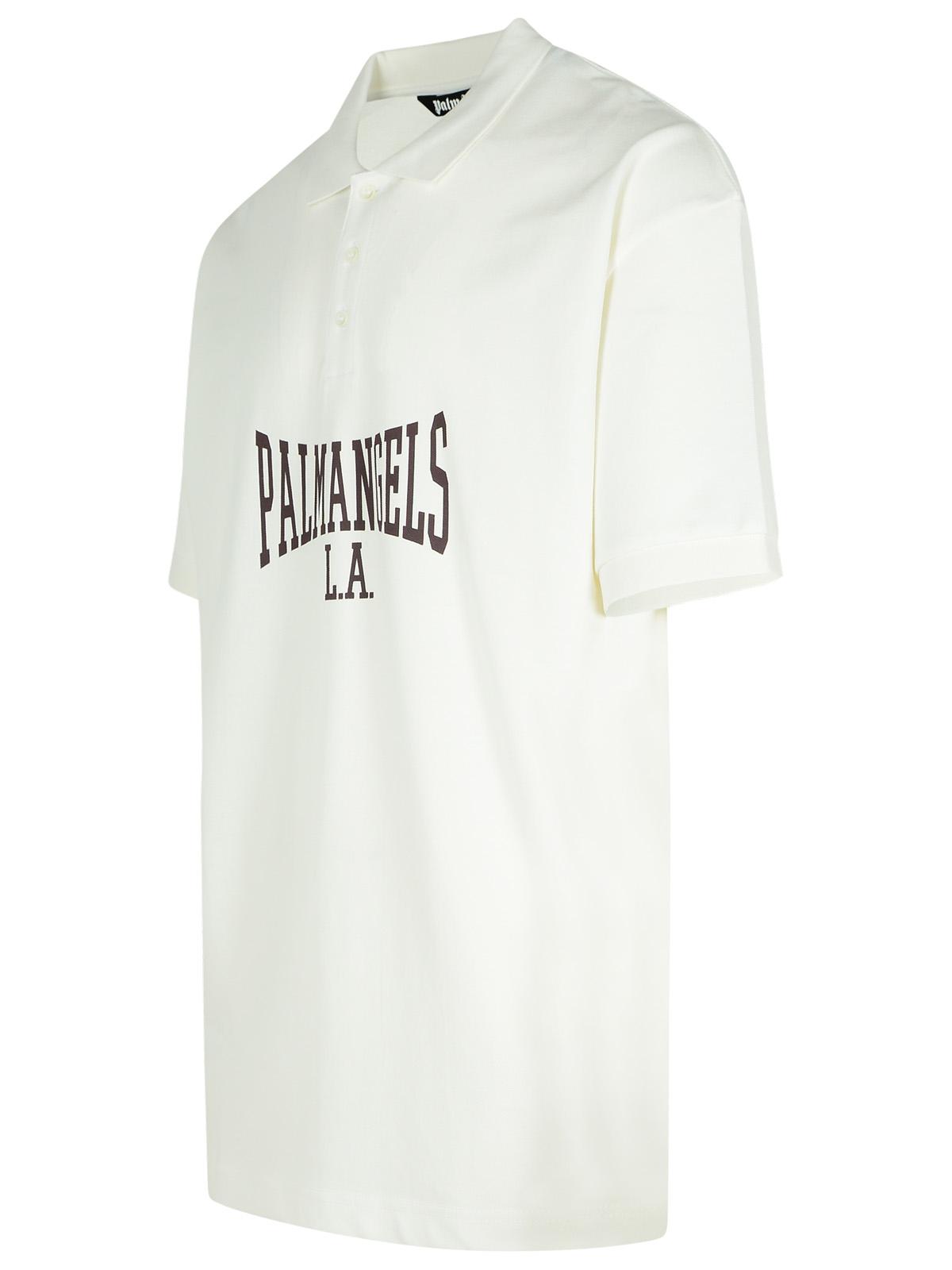 Palm Angels 'College' White Cotton Polo Shirt Men PALM ANGELS