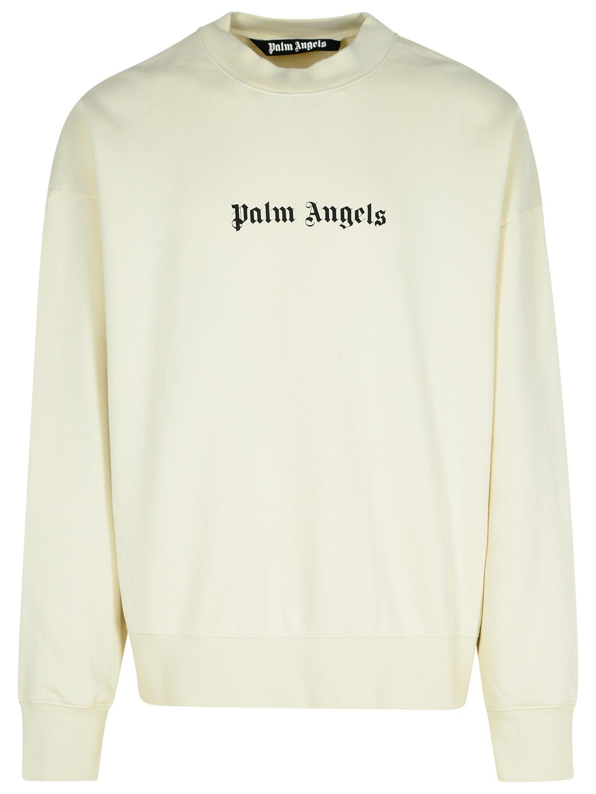 Palm Angels Cream Cotton Sweatshirt Men PALM ANGELS