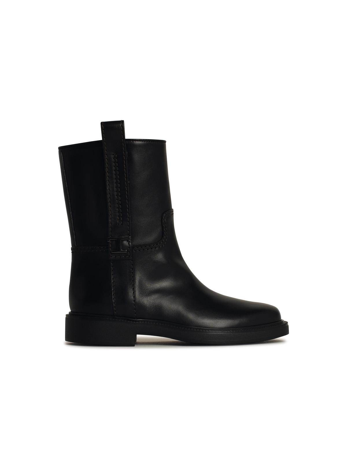 Tod's Black Leather Ankle Boots Women TOD'S