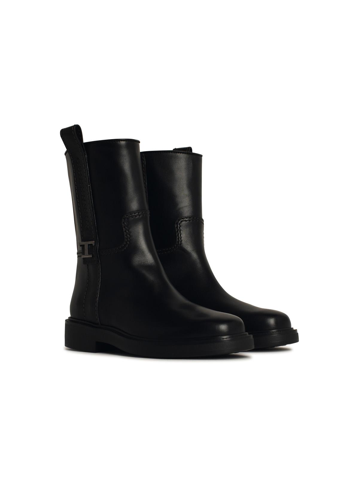 Tod's Black Leather Ankle Boots Women TOD'S