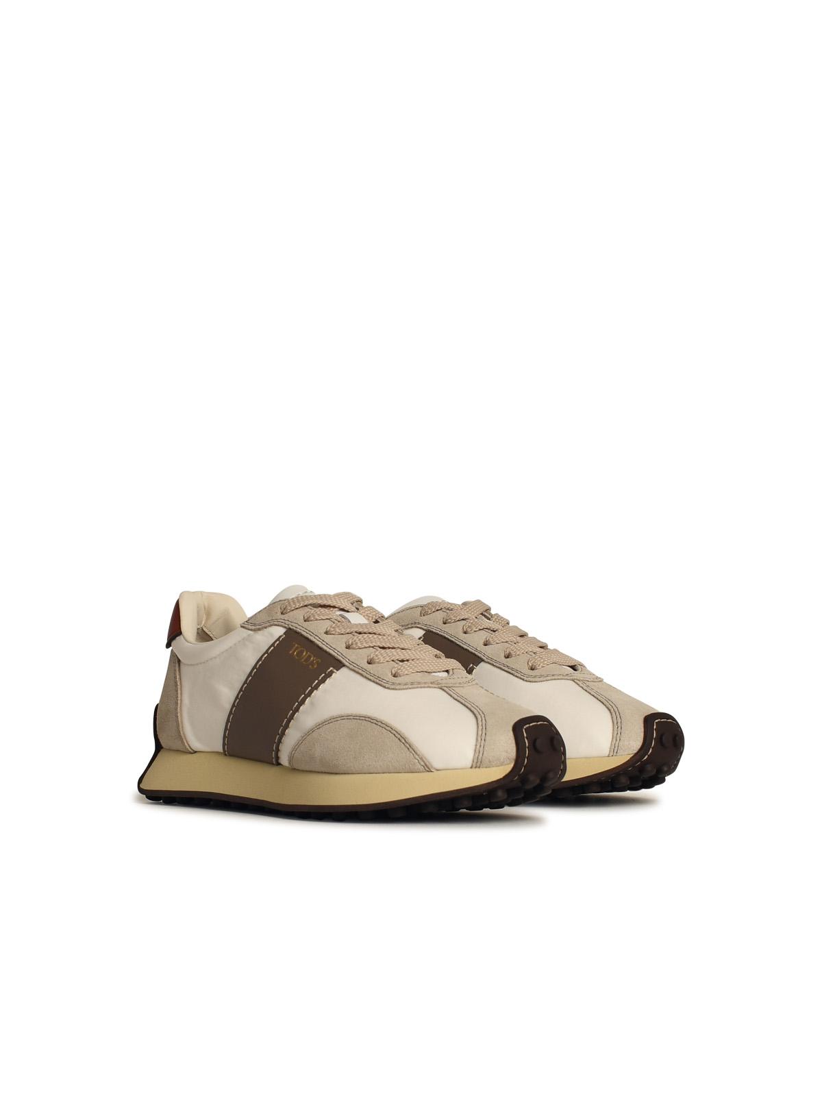 Tod's 'T Vintage' Beige Leather Blend Sneakers Women TOD'S