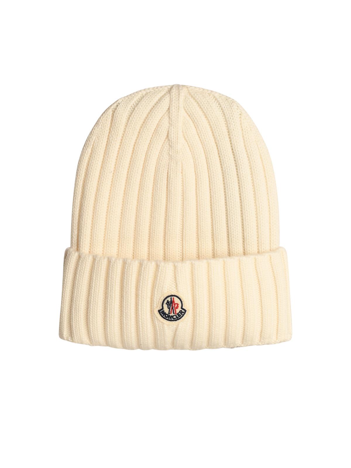 Moncler White Virgin Wool Beanie Women MONCLER