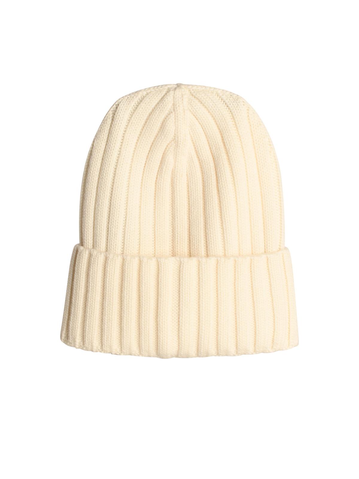 Moncler White Virgin Wool Beanie Women MONCLER